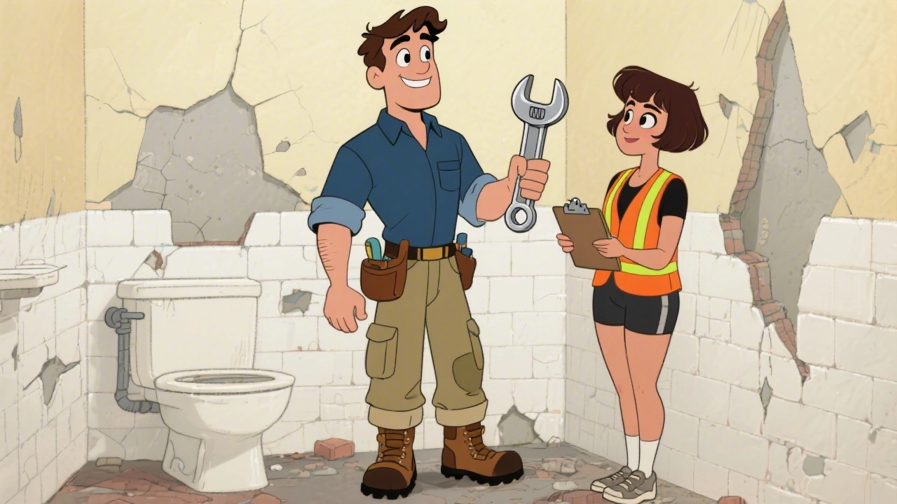 Fix-it Frankie and Safety Sally in a bathroom renovation