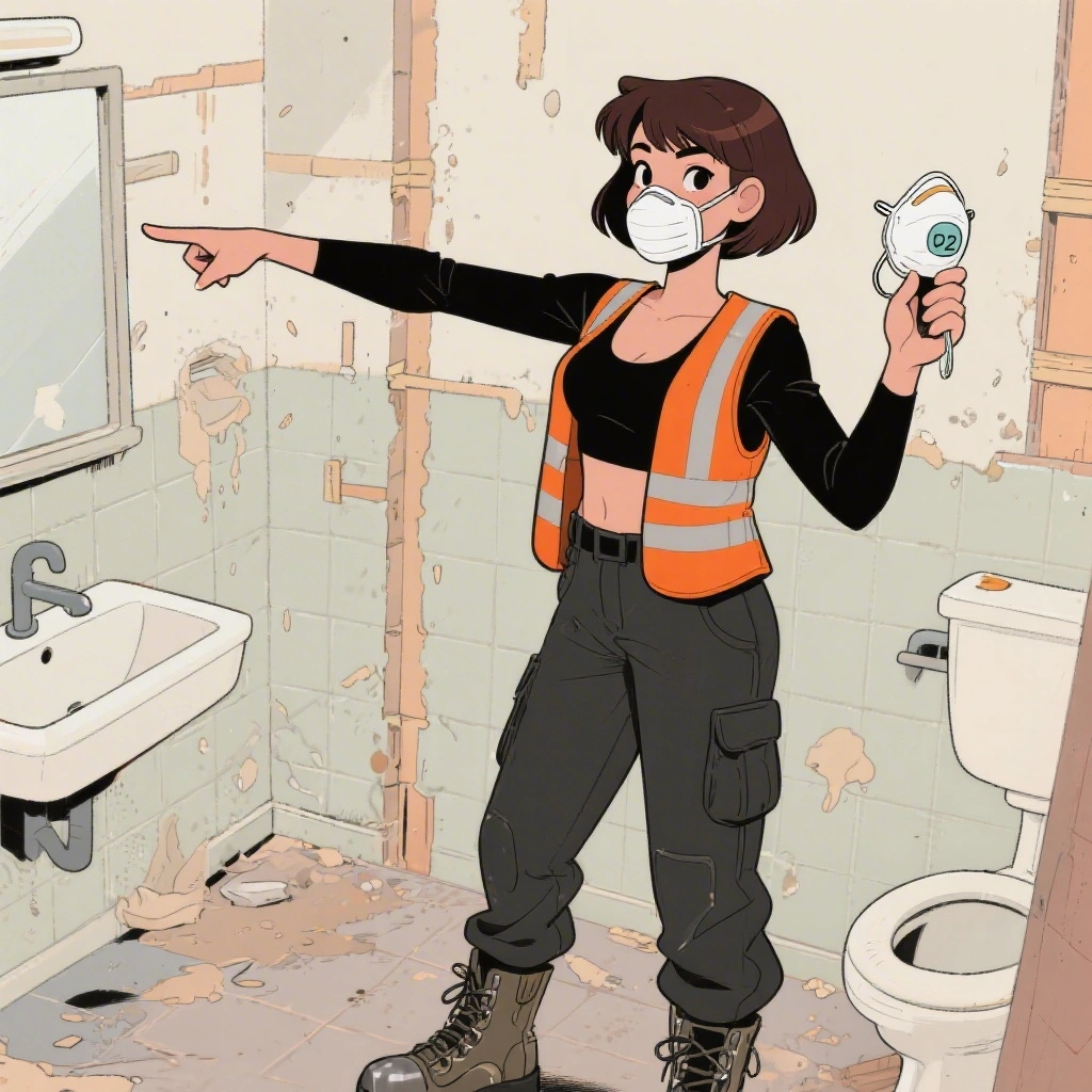 Safety Sally with P2 dust mask in renovation