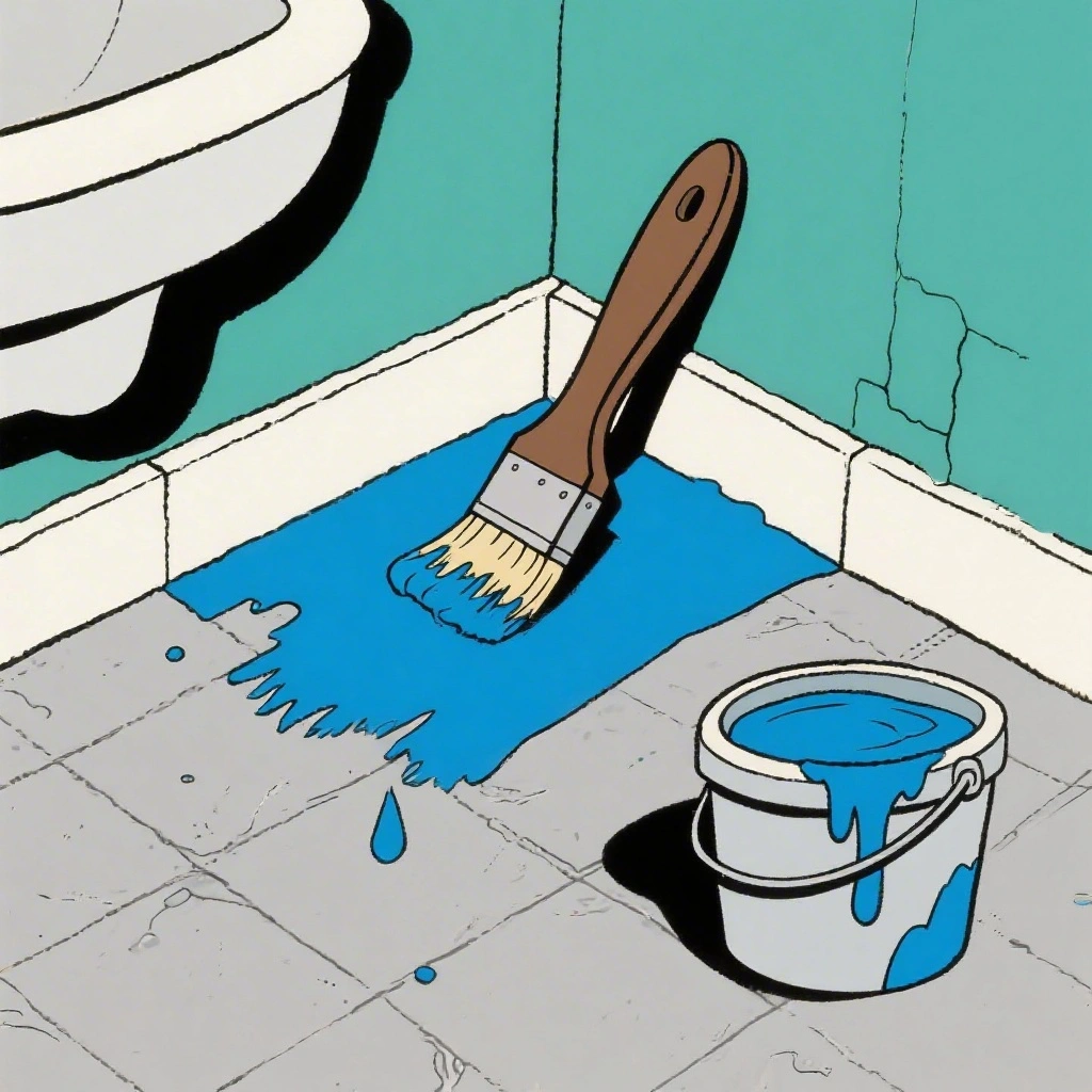 Waterproofing membrane applied to bathroom floor