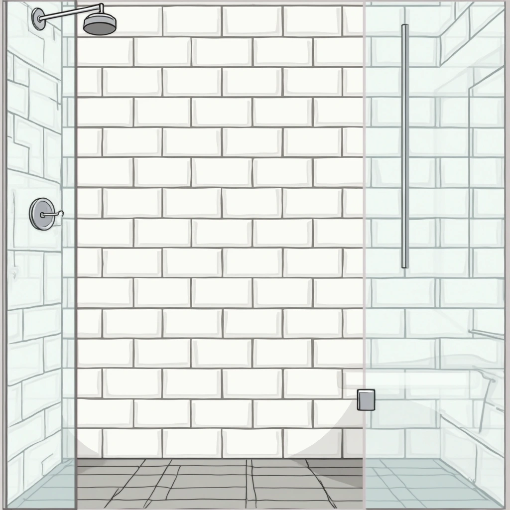 Completed tiled bathroom showing white subway tiles on walls and light grey porcelain floor tiles, with fresh grout lines in a Melbourne home renovation