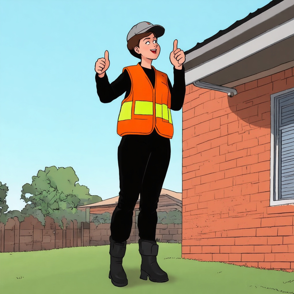 Completed gutter clean inspection with thumbs up