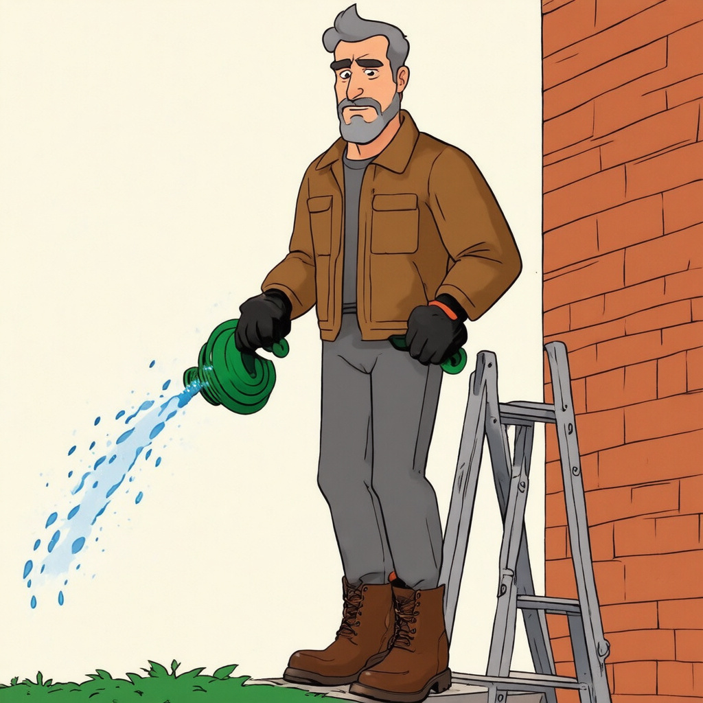 Flushing Colorbond gutters with garden hose to test water flow