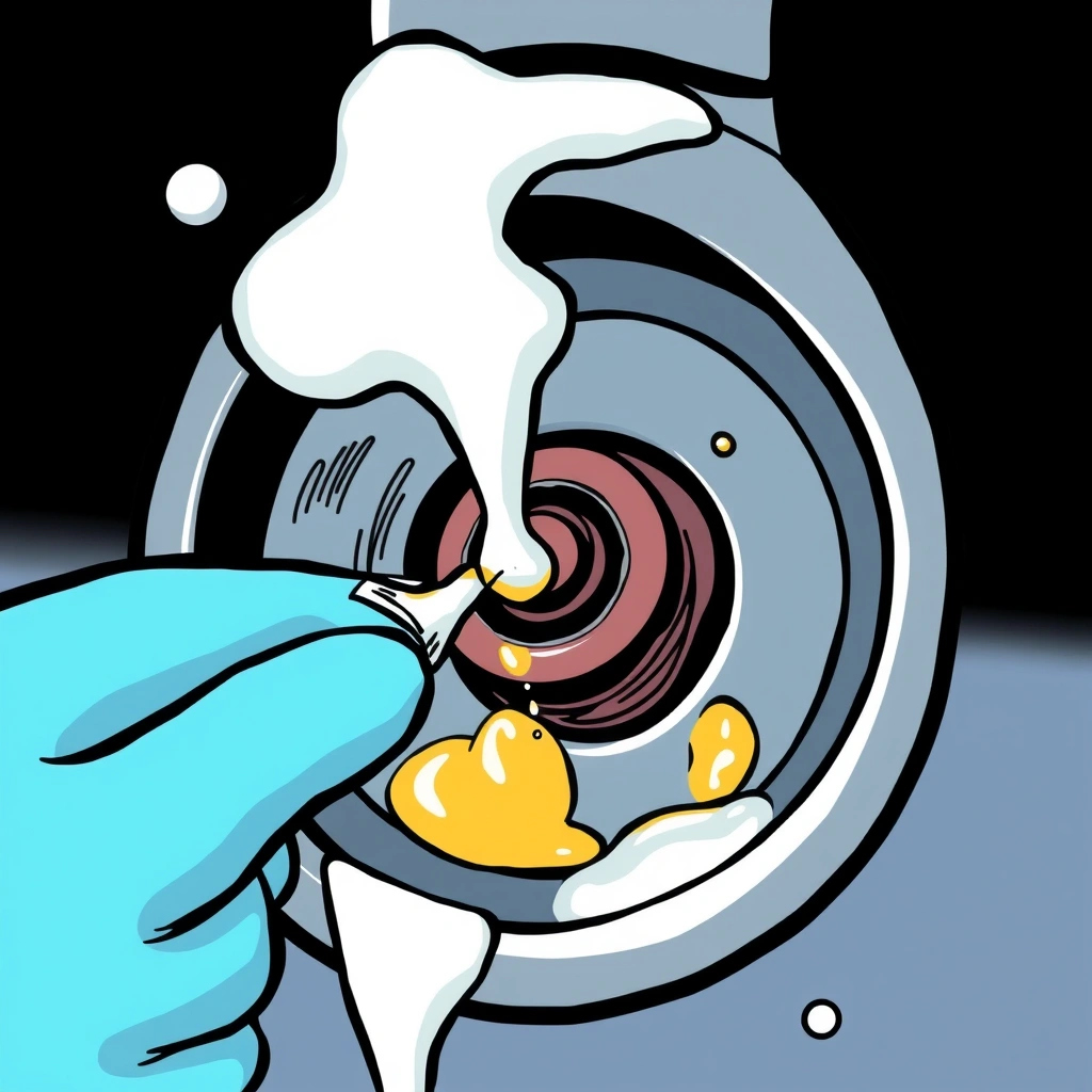 Inside view of a tap valve body being cleaned with vinegar.