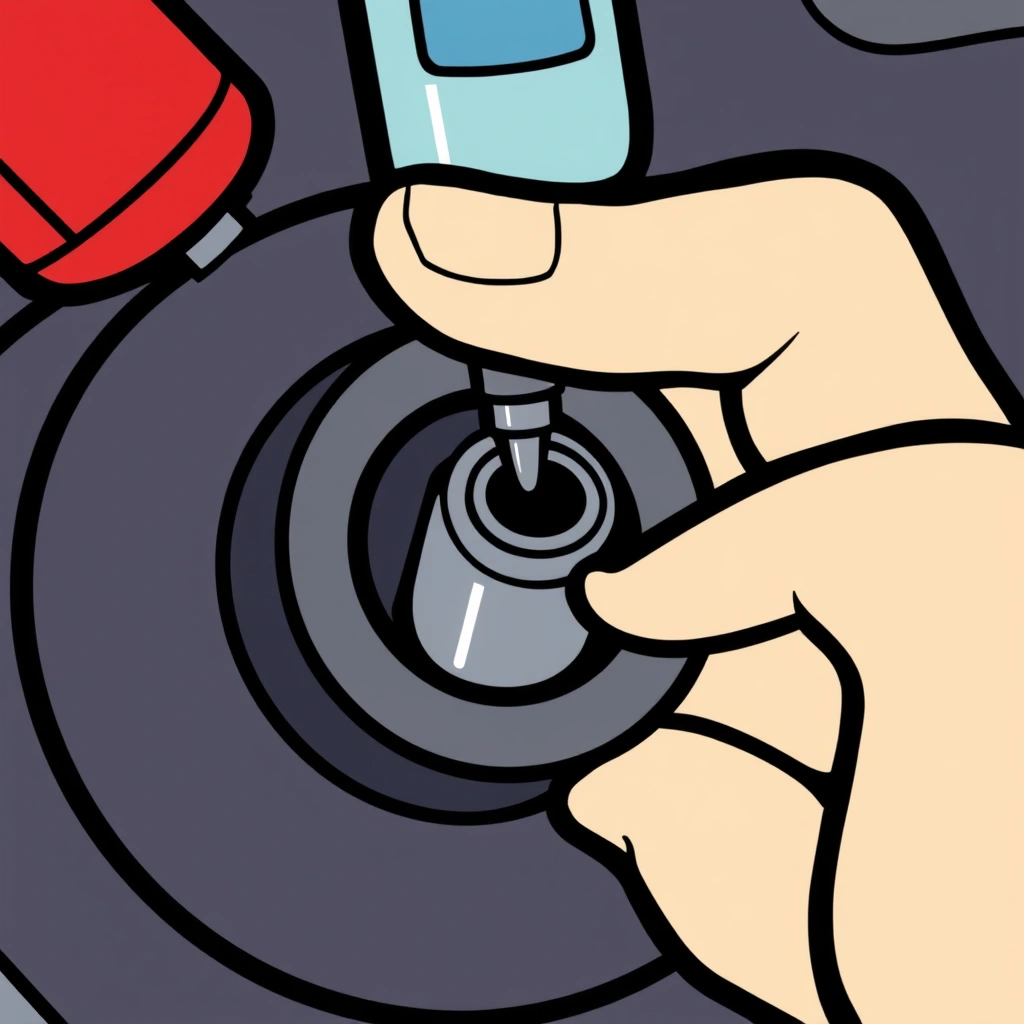 A new Caroma cartridge being inserted into the valve body with grease applied.