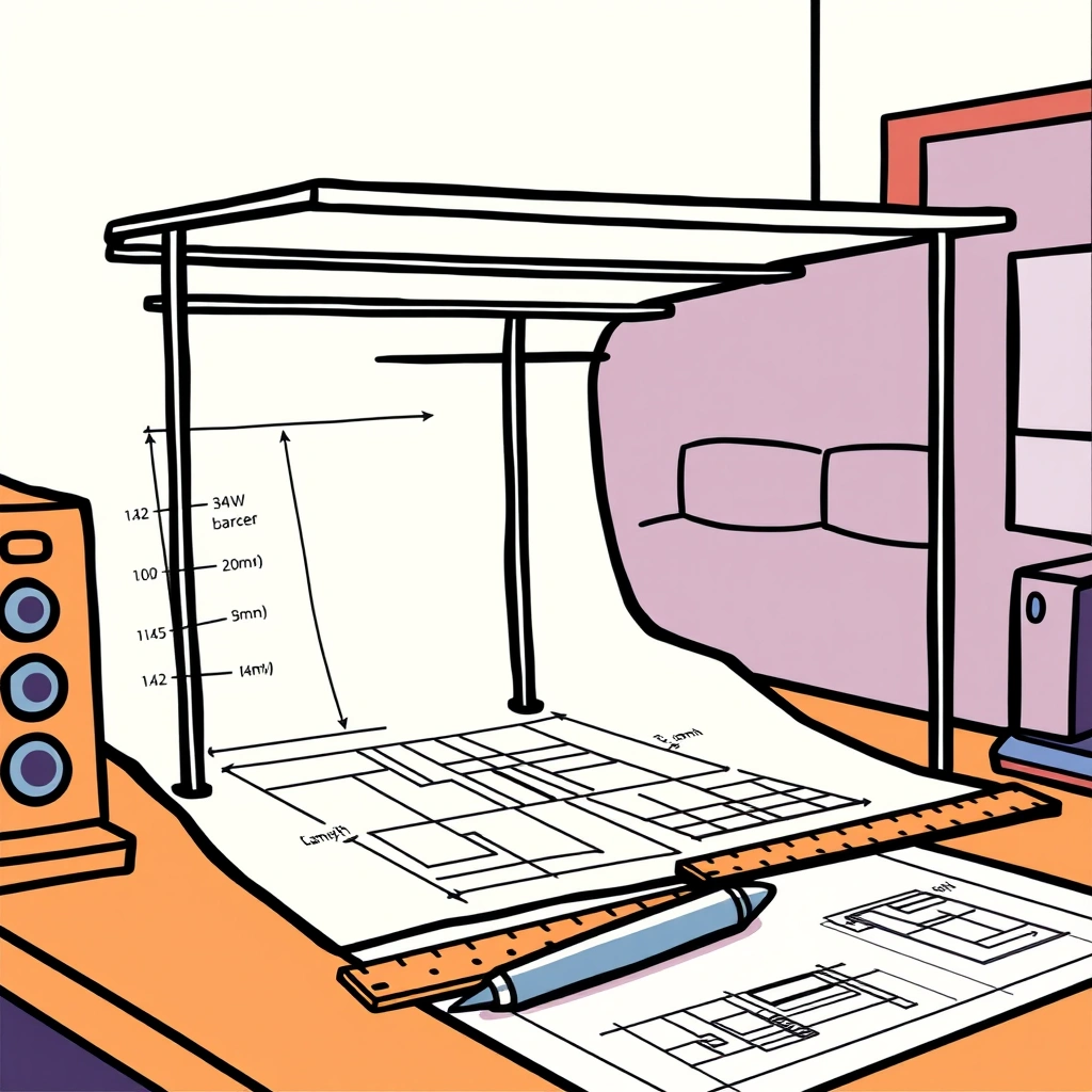 Architectural drawings of a carport with dimensions and materials clearly labeled on a desk with a r