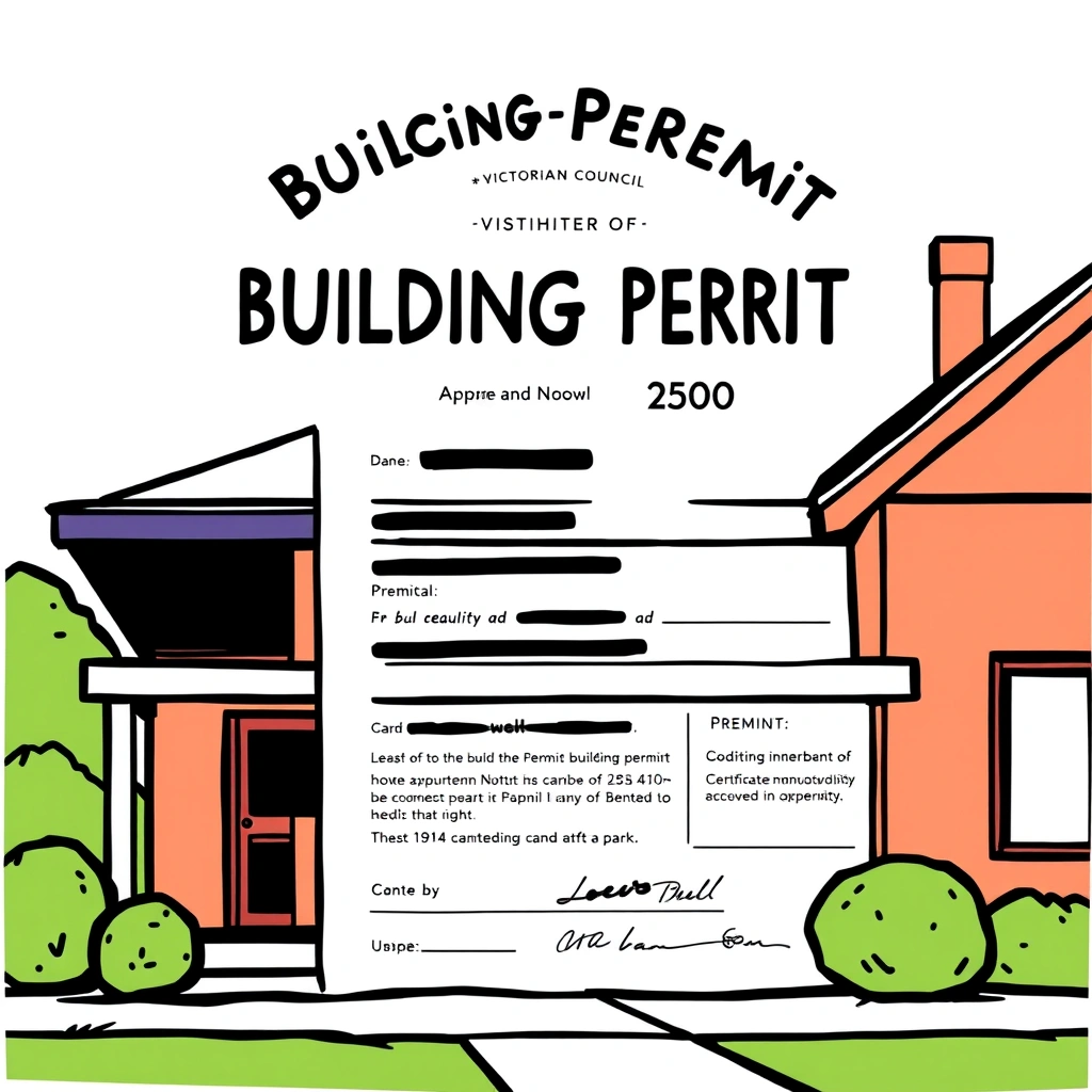 An official Building Permit certificate from a Victorian council, showing approval number and condit