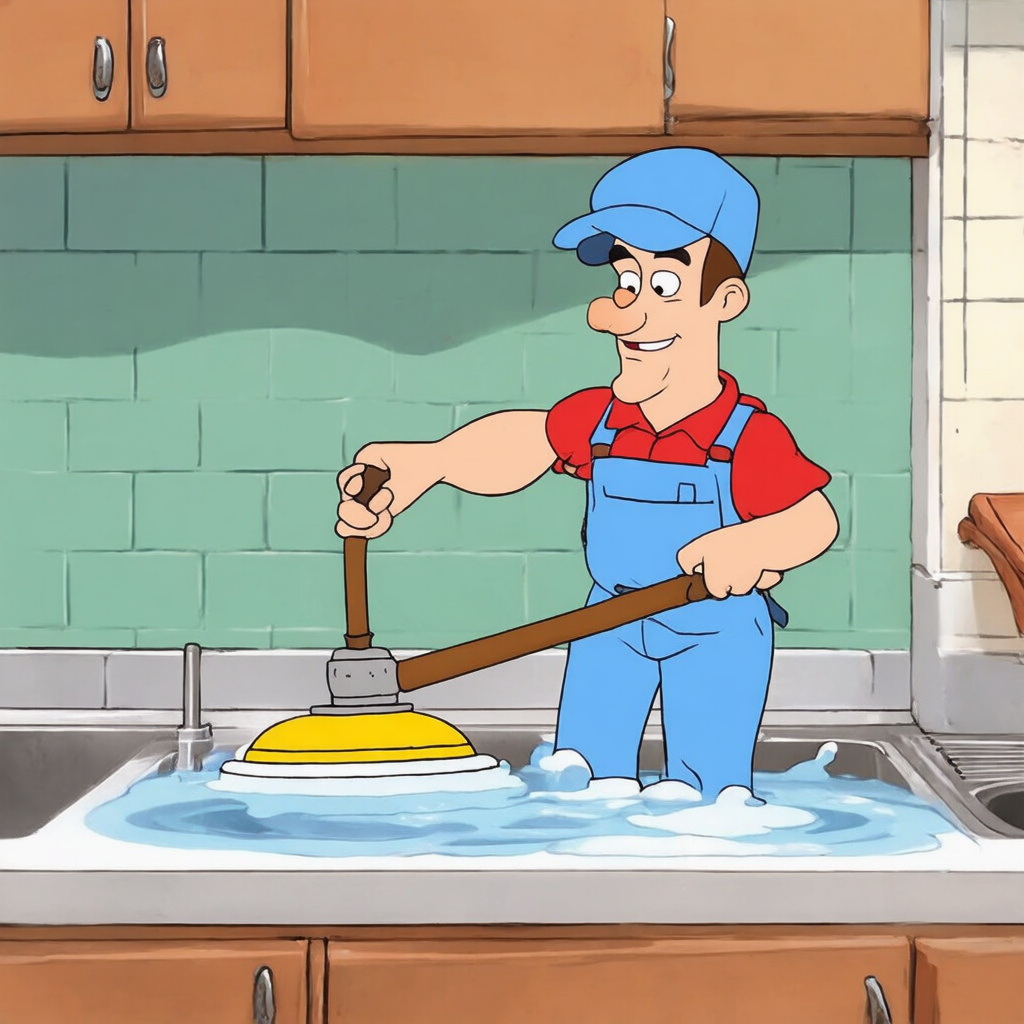 Using a drain snake to clear kitchen sink blockage