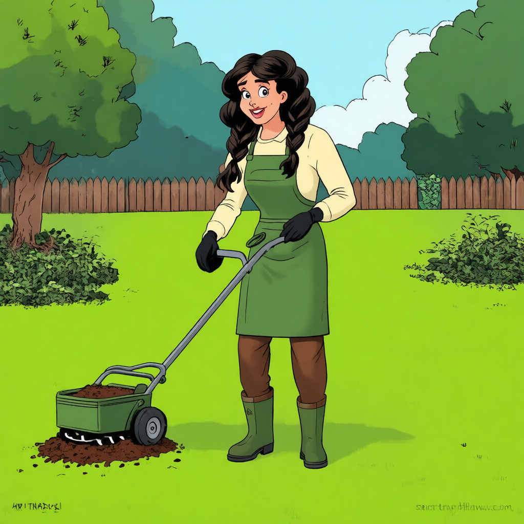 Using hollow-tine lawn aerator on compacted clay soil lawn