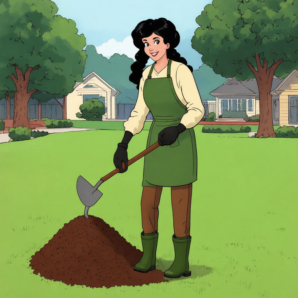 Applying compost topdressing over lawn to restore organic matter